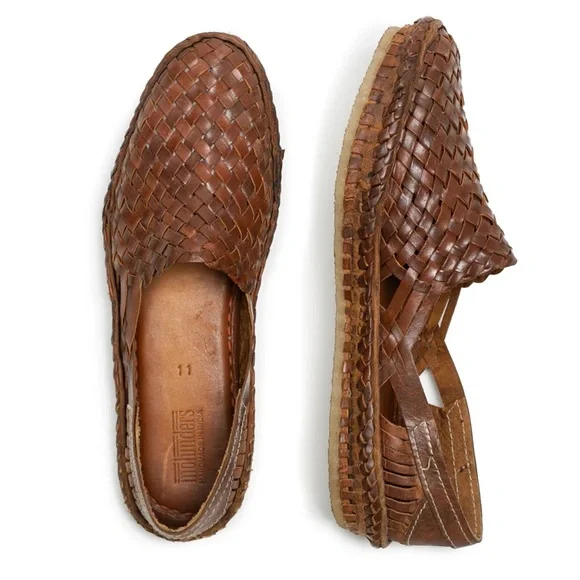 Mohinders Leather Woven Shoe in Walnut - Picture 1 of 10